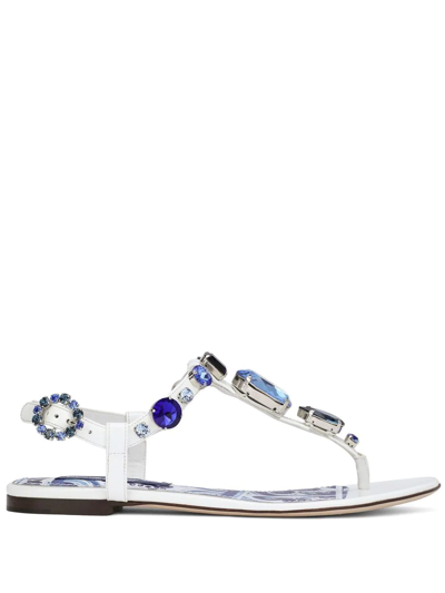 Dolce & Gabbana Crystal-embellished Sandals In White