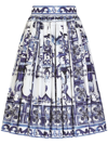 Dolce & Gabbana Majolica-print Pleated A-line Midi Skirt In Multicolor