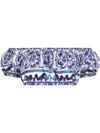 Dolce & Gabbana Off-the-shoulder Printed Popline Crop Top In Blue
