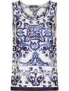 Dolce & Gabbana Printed Silk-twill Tank In Blue