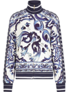 Dolce & Gabbana Majolica-print Zip-up Sweatshirt In Blue
