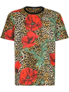 DOLCE & GABBANA FLORAL LEOPARD-PRINT T-SHIRT