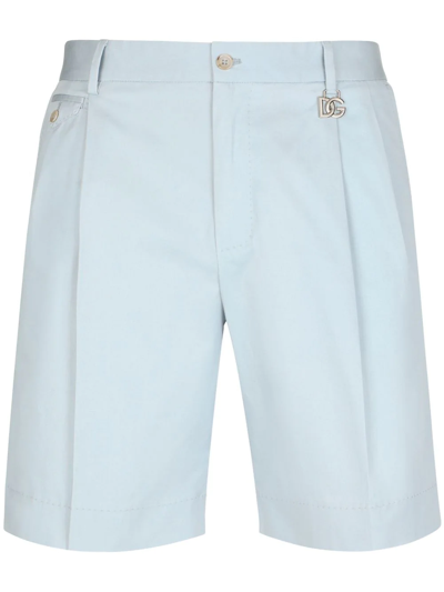 Dolce & Gabbana Logo-plaque Bermuda Shorts In Blue