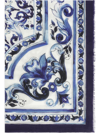Dolce & Gabbana Majolica Printed Finished Edge Twill Scaf In Blue
