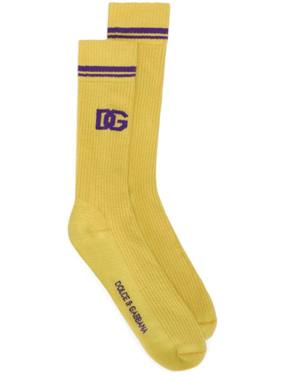 Dolce & Gabbana Dg-logo Stretch-cotton Socks