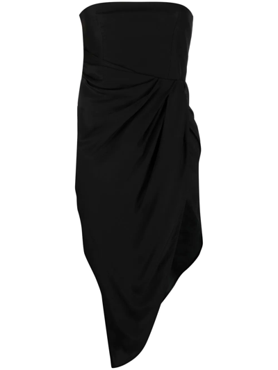 Gauge81 Lica Strapless Gathered Silk-satin Midi Dress In Black
