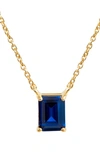 Savvy Cie Jewels Vermeil Emerald Cut Cz Birth Stone Box Cut Necklace In Sapphire - September