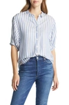Beachlunchlounge Better Late Short Sleeve Shirt In Airy Blue