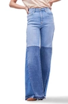 LEE HIGH WAIST RELEASE HEM PIECED FLARE JEANS