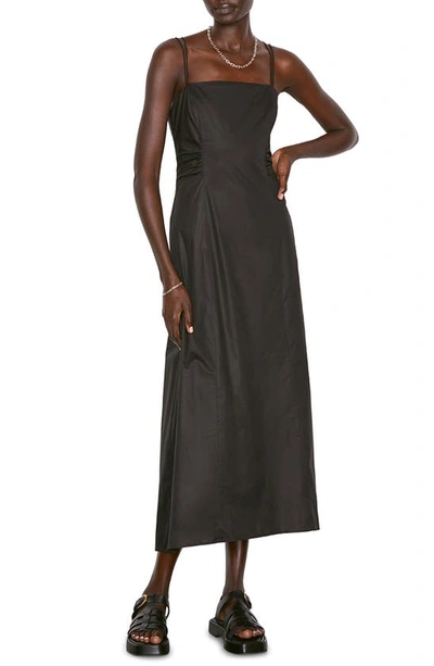 Frame Cutout Tie-back Cotton-blend Midi Dress In Black