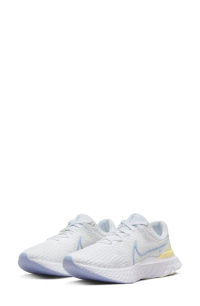 Nike React Infinity Flyknit Running Shoe In White/ Light Marine/ Citron