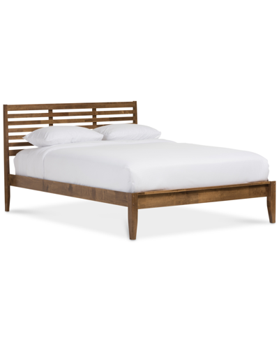 Furniture Sherlon Modern Queen Slatted Platform Bed In Walnut