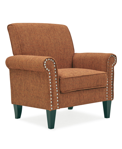 Handy Living Janet Traditional Armchair With Nail Heads In Orange