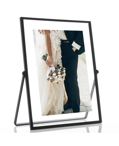 Lawrence Frames Metal Easel Float Picture Frame, 5" X 7" In Black