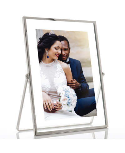 Lawrence Frames Metal Easel Float Picture Frame, 5" X 7" In Silver-tone