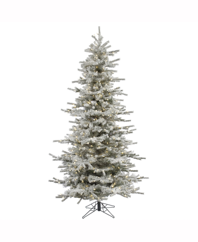 Vickerman 7.5' Flocked Sierra Fir Slim Artificial Christmas Tree With 700 Warm White Led Lights