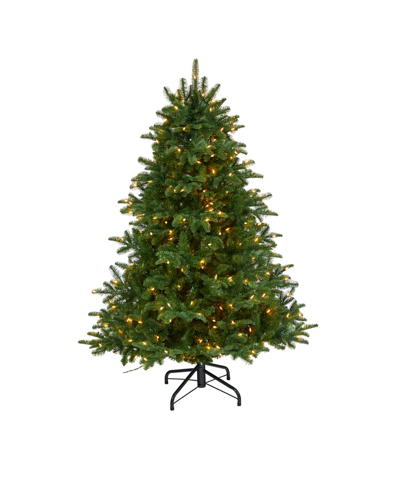 Nearly Natural South Carolina Spruce Artificial Christmas Tree With Lights And Bendable Branches, 60" In Green