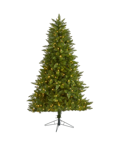 Nearly Natural Vermont Spruce Artificial Christmas Tree With Lights With Bendable Branches, 78" In Green