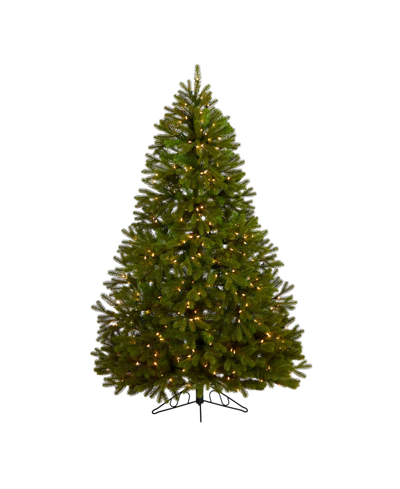 Nearly Natural Cambridge Spruce Flat Back Artificial Christmas Tree With Lights And Bendable Branches, 72" In Green