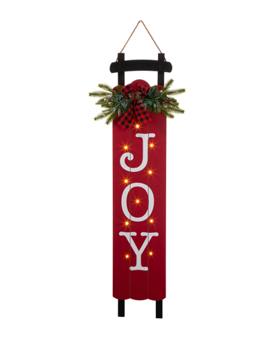 Glitzhome Â Lighted Wooden Sleigh Joy Porch Sign, 40" In Multi