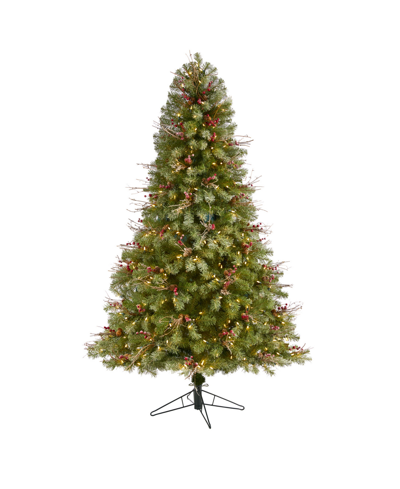 Nearly Natural Lightly Frosted Big Sky Spruce Artificial Christmas Tree With Lights And Bendable Branches, 78" In Green