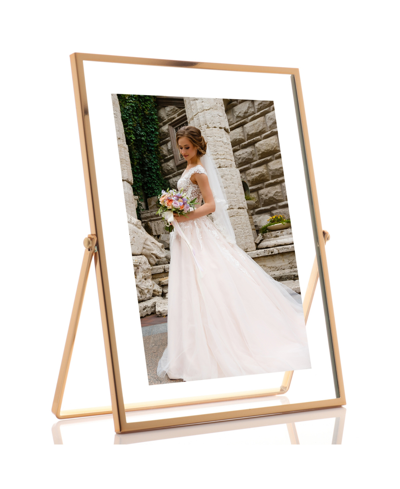 Lawrence Frames Metal Easel Float Picture Frame, 5" X 7" In Gold-tone