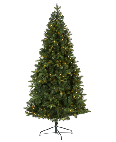 Nearly Natural Grand Teton Spruce Flat Back Artificial Christmas Tree With Lights And Bendable Branches, 84" In Green