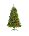 NEARLY NATURAL MONTANA MIXED PINE ARTIFICIAL CHRISTMAS TREE WITH PINE CONES, BERRIES AND LIGHTS, 60"