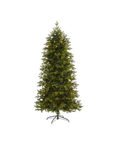 Nearly Natural Belgium Fir Natural Look Artificial Christmas Tree With Lights, 84" In Green