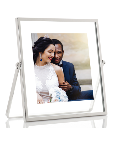 Lawrence Frames Metal Easel Float Picture Frame, 4" X 4" In Silver-tone