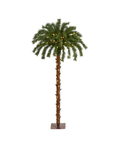 Nearly Natural Christmas Palm Artificial Tree With Lights, 48" In Green