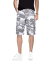 X-ray Men's Belted Twill Piping Cargo Shorts In White Camo
