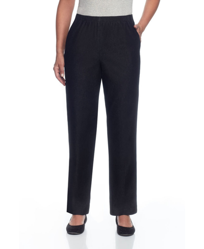 Alfred Dunner Plus Size Classics Pull-on Denim Straight Leg Pants In Black