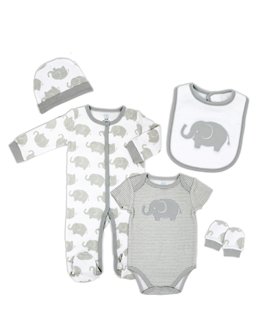 Baby Mode Signature Baby Boys And Girls Layette, 5-piece Set In Gray