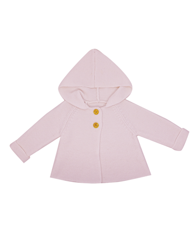 Baby Mode Signature Baby Girls Hooded Sweater Coat In Pink