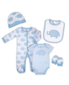 Baby Mode Signature Baby Boys Elephant Layette, 5-piece Set In Blue