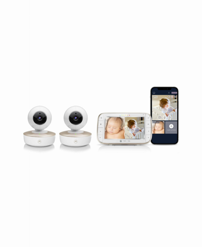 Motorola Vm855-2 Connect 5" Wi-fi Video Baby Monitor, 3-piece Set In Pearl White