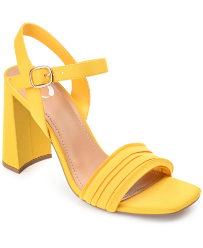Journee Collection Women's Skiler Block Heel Sandals In Yellow