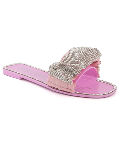 Juicy Couture Hollyn Womens Embellished Slip-on Slide Sandals In Pink