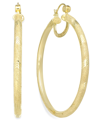 SIMONE I. SMITH 18K GOLD OVER STERLING SILVER EARRINGS, LASER AND DIAMOND-CUT EXTRA LARGE HOOP EARRINGS (ALSO IN PLA