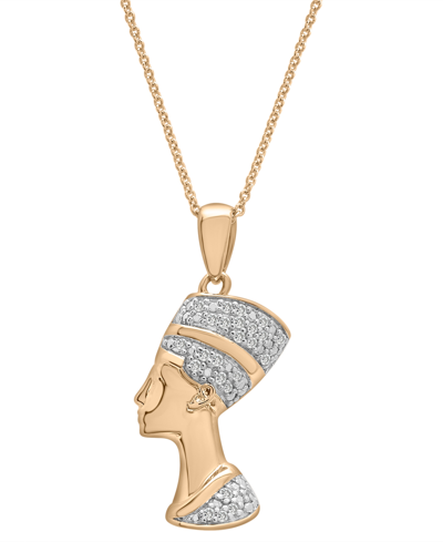 Wrapped Diamond Nefertiti 20" Pendant Necklace (1/10 Ct. T.w.) In 14k Gold-plated Sterling Silver, Created F