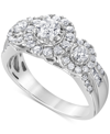 Macy's Diamond Triple Halo Engagement Ring (1 Ct. T.w.) In 14k White Gold In White Gold