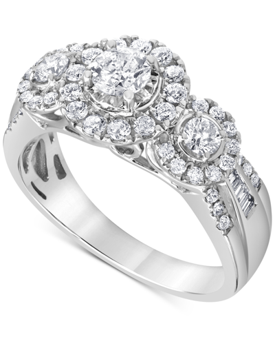 Macy's Diamond Triple Halo Engagement Ring (1 Ct. T.w.) In 14k White Gold
