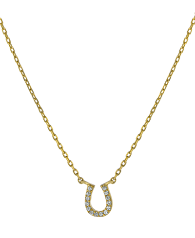 Giani Bernini Cubic Zirconia Horseshoe Pendant Necklace In 18k Gold-plated Sterling Silver, 16" + 2" Extender, Cre