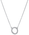 Giani Bernini Cubic Zirconia Circle Pendant Necklace, 16" + 2" Extender, Created For Macy's In Silver