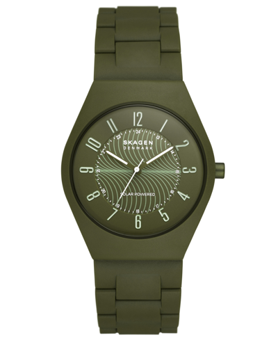 Skagen Men's Grenen In Green Made With 100% Recycled Ocean Plastics Link Bracelet Watch, 37mm