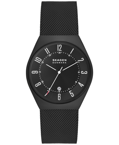 Skagen Men's Grenen In Black Plated Stainless Steel Mesh Bracelet Watch, 37mm