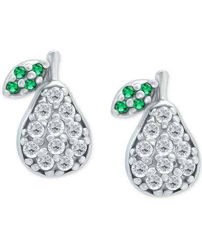 Giani Bernini Cubic Zirconia & Green Quartz Pear Stud Earrings, Created For Macy's In Sterling Silver