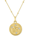Macy's Diamond Accent Chinese Zodiac Disc 18" Pendant Necklace In 14k Gold-plated Sterling Silver In Snake
