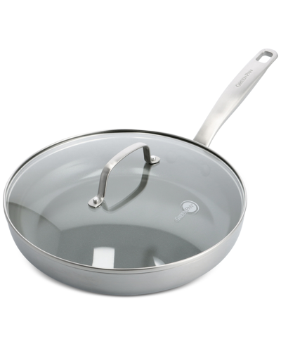 Greenpan Chatham Stainless Ceramic Nonstick 11" Frypan & Lid In Stainless Steel